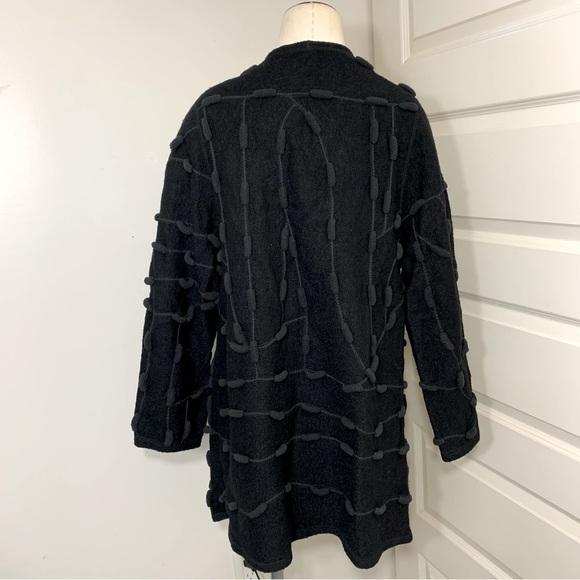 renée Legault Artisanal Designer Unique Wool Blend Black Cardigan Jacket Small - Picture 8 of 10